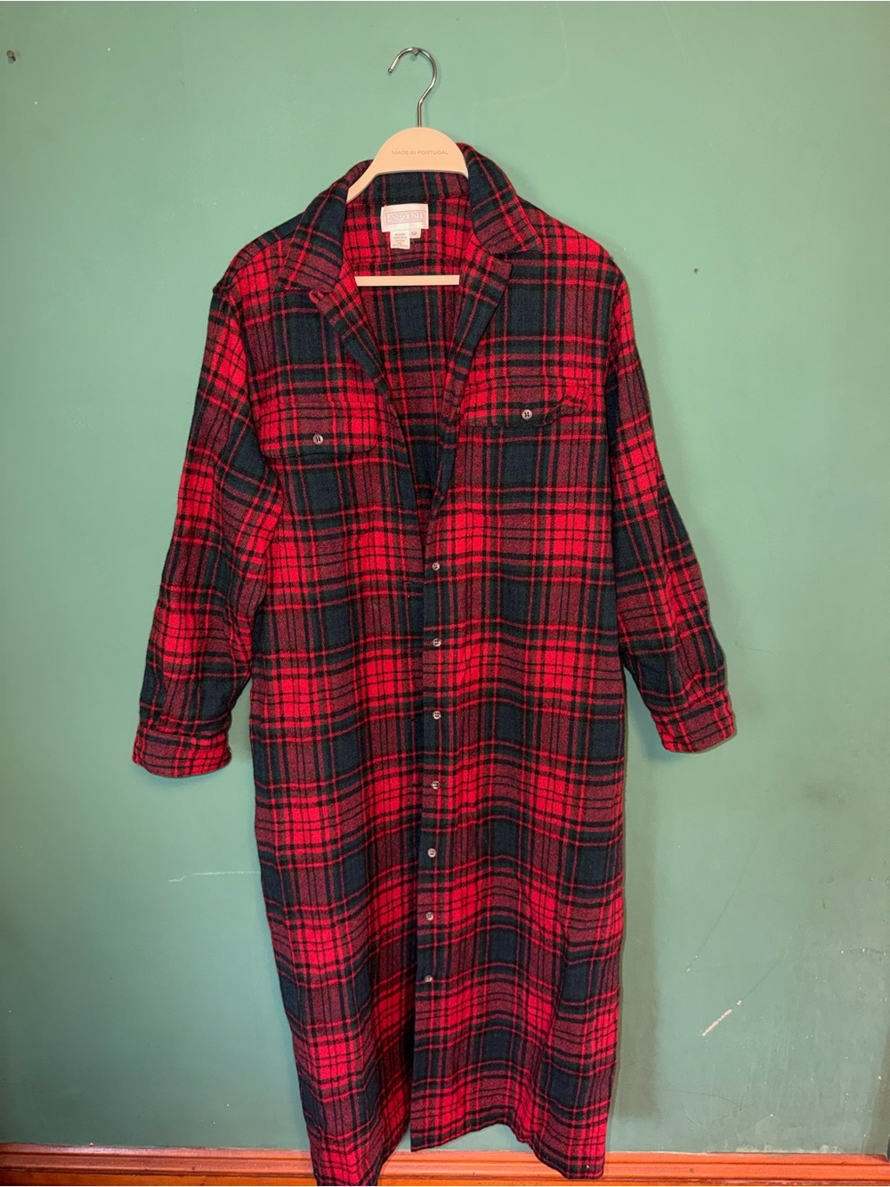 Plaid Longline Shirt Jacket 100% wool